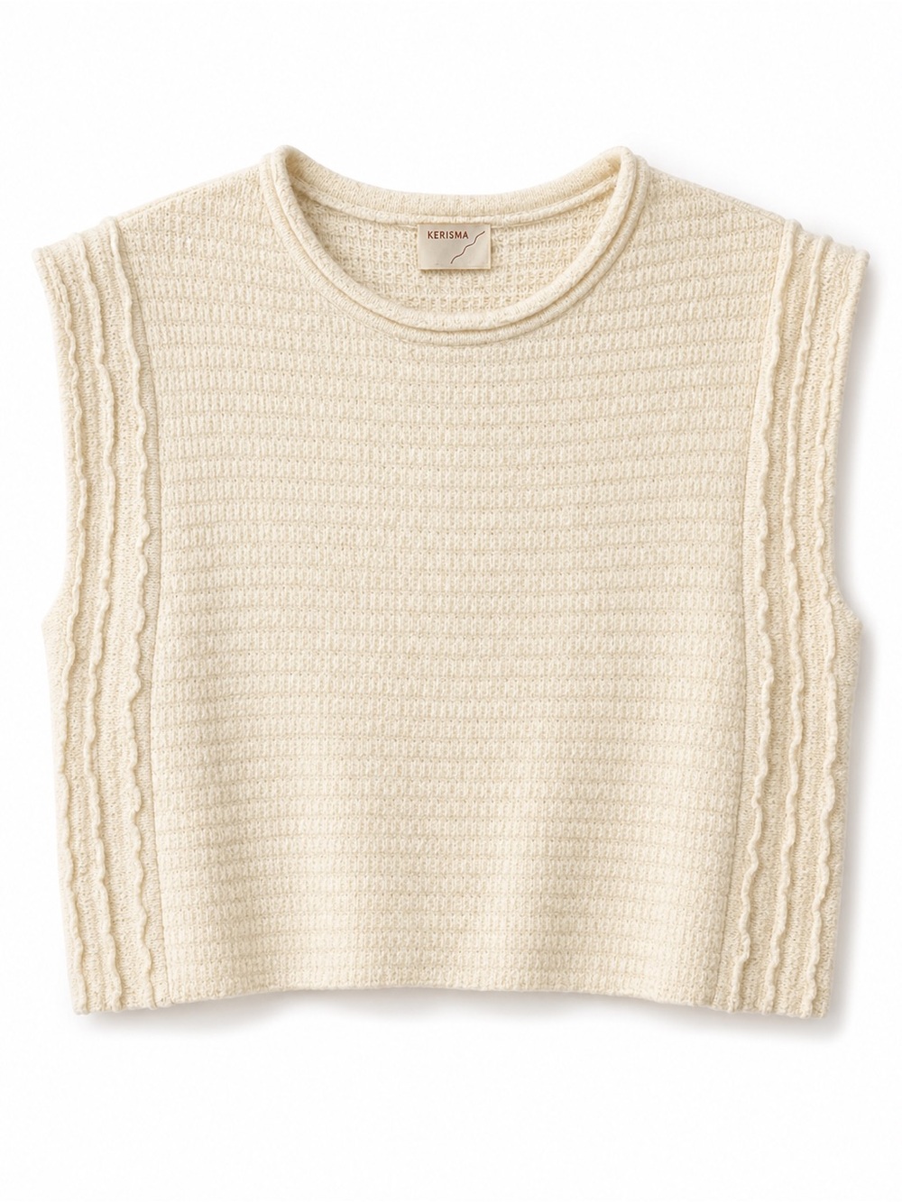 Kerisma Cream Knit Cropped Sweater Vest Sleeveless O/S